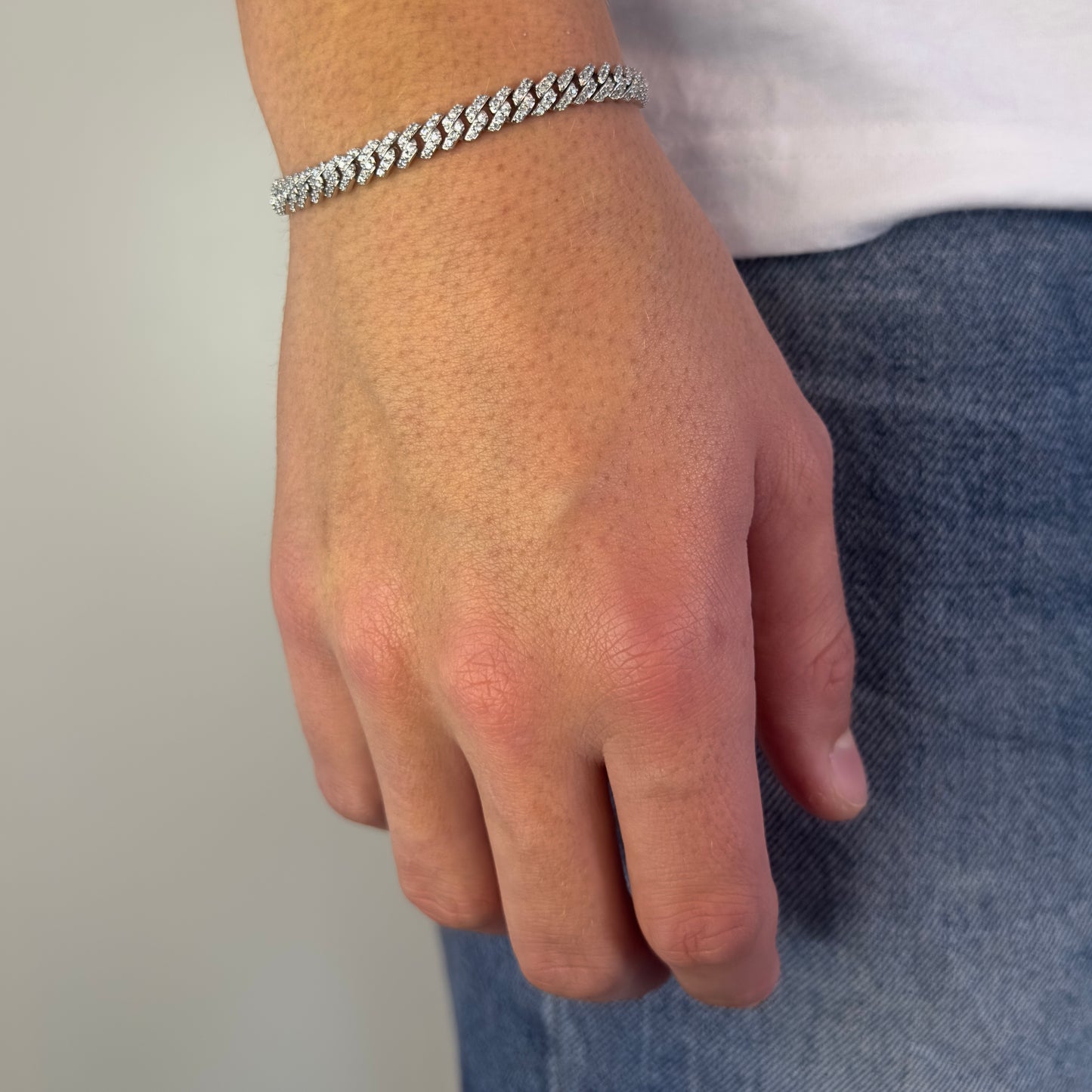 MOISSANITE ICED CUBAN ARMBAND 6MM - WITGOUD