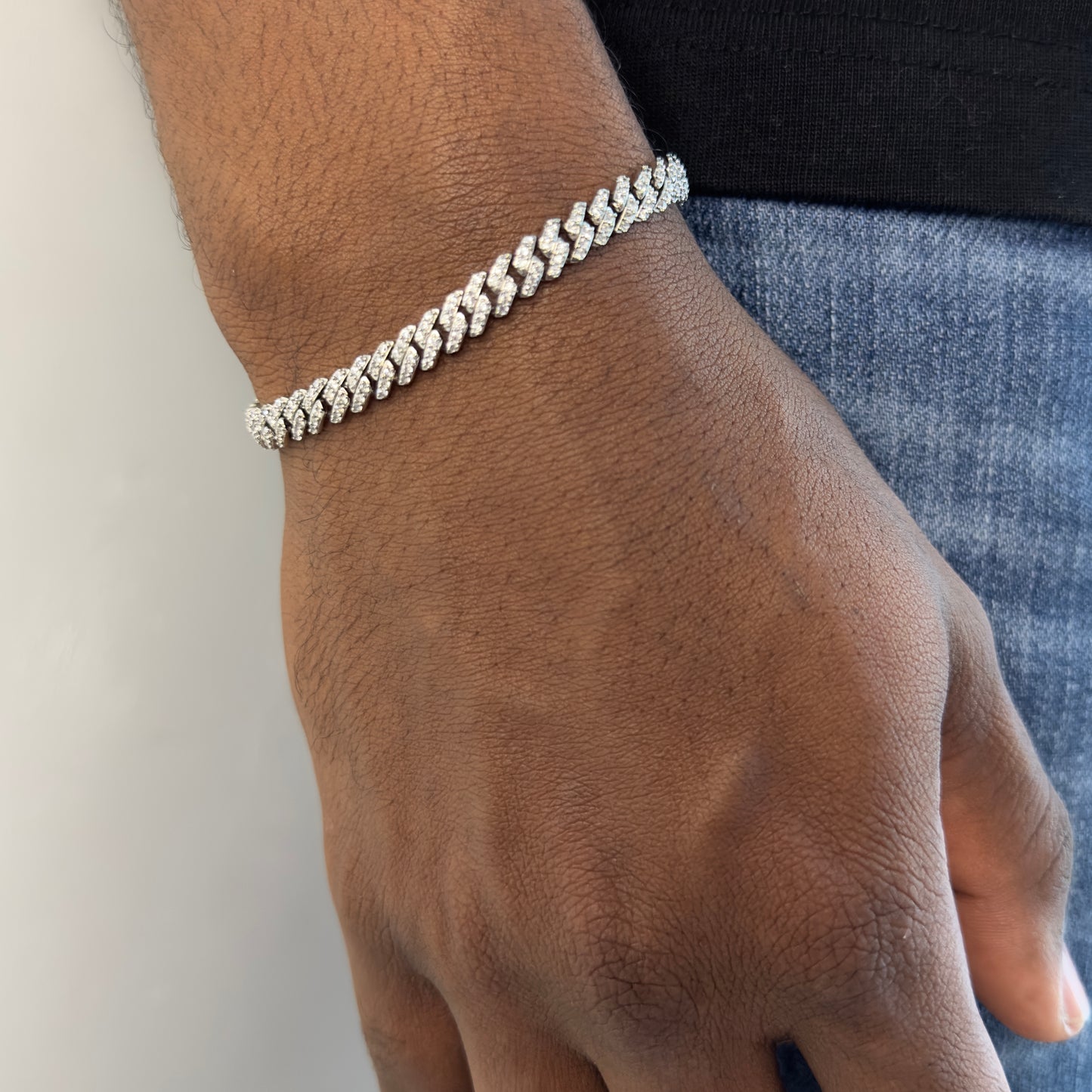 MOISSANITE ICED CUBAN ARMBAND 6MM - WITGOUD