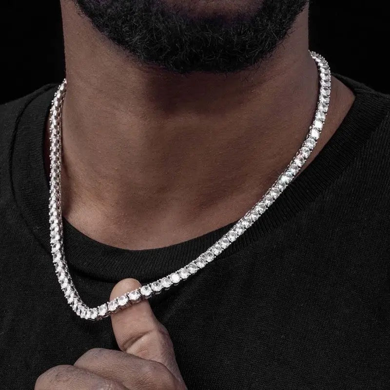 MOISSANITE TENNIS MILLIONAIRE KETTING 5MM - WITGOUD