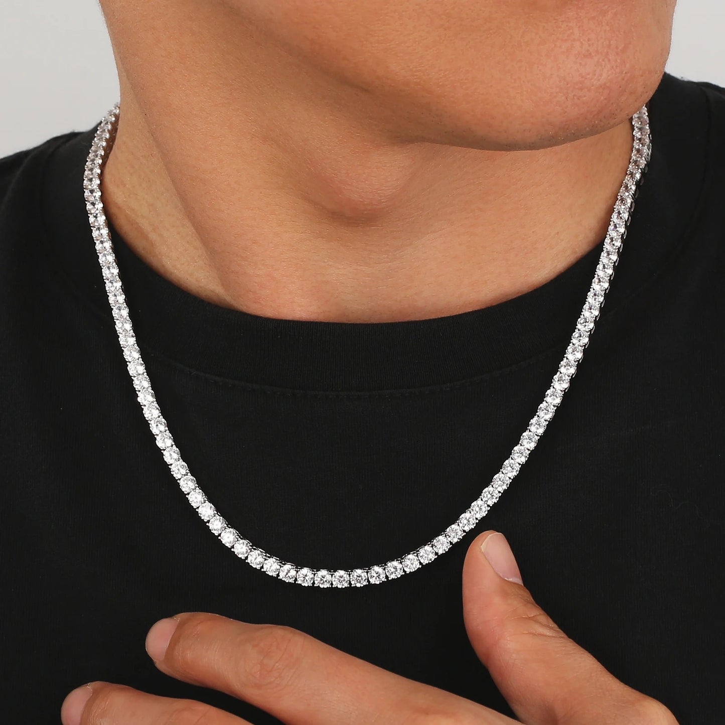 MOISSANITE TENNIS MILLIONAIRE KETTING 3MM - WITGOUD