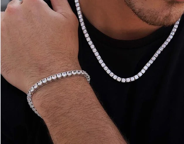MOISSANITE TENNIS MILLIONAIRE KETTING 5MM - WITGOUD