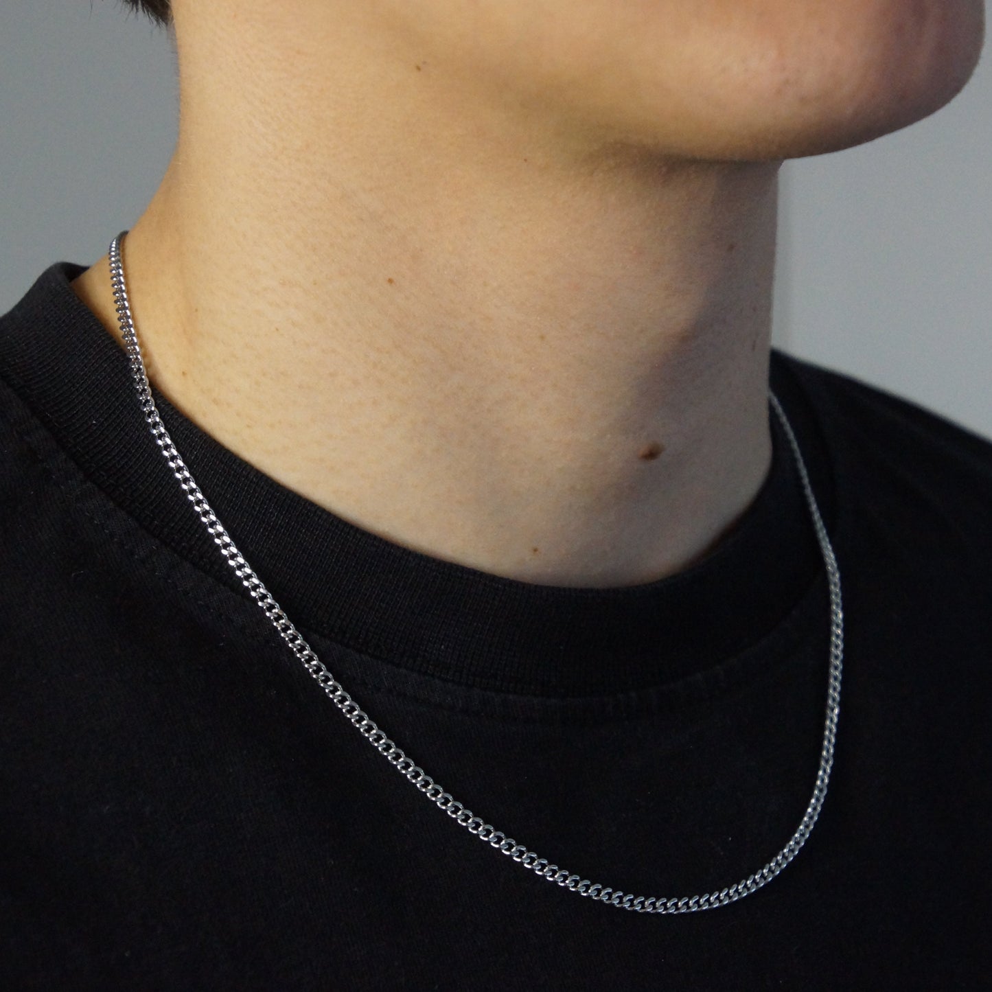CLEAN CUBAN KETTING 3MM - WITGOUD