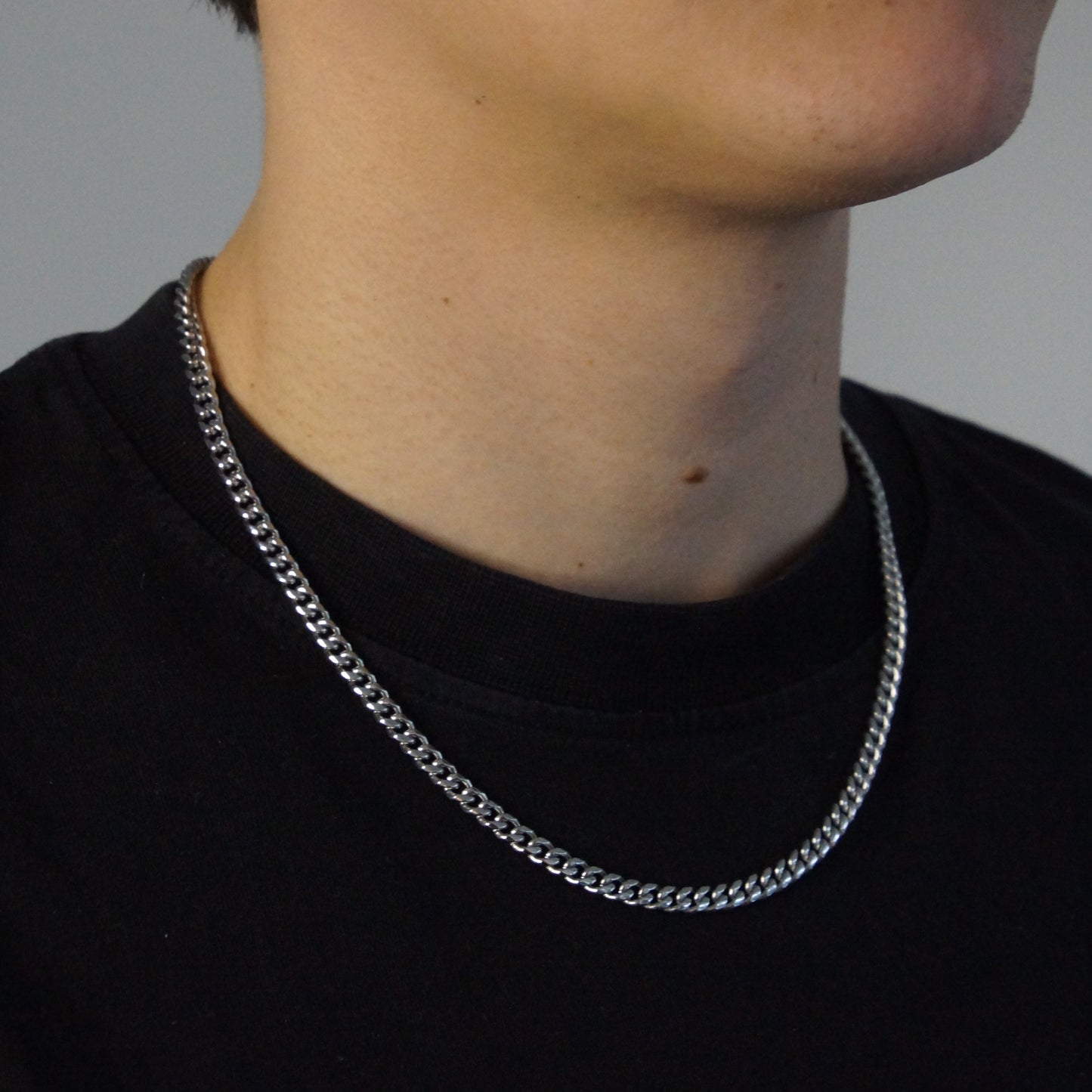 CLEAN CUBAN KETTING 5MM - WITGOUD