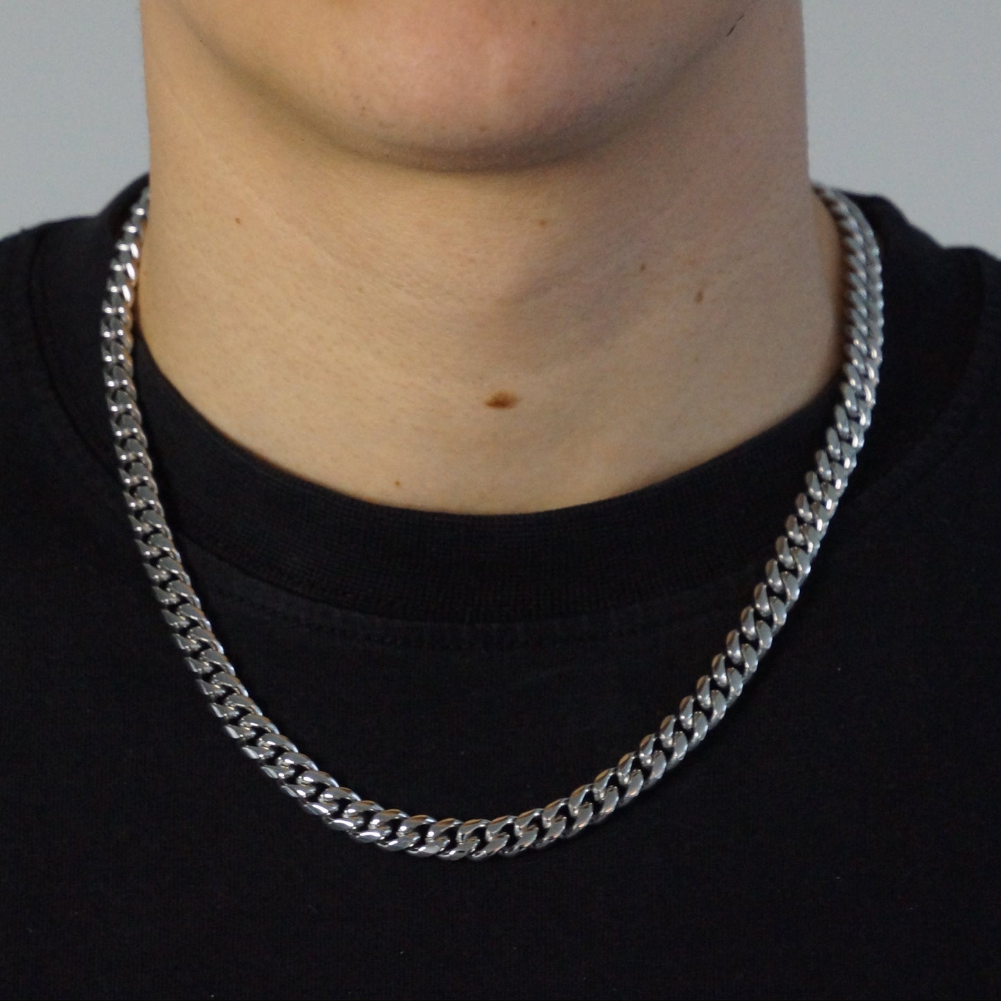 CLEAN CUBAN KETTING 8MM - WITGOUD