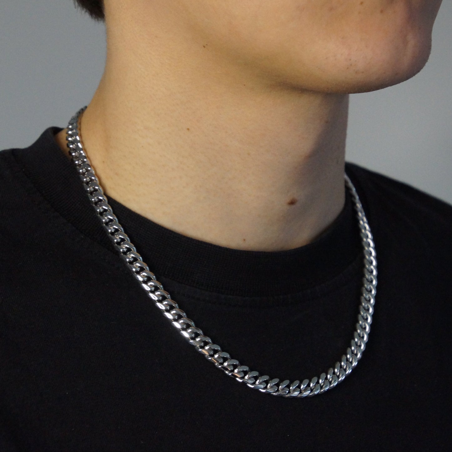 CLEAN CUBAN KETTING 8MM - WITGOUD