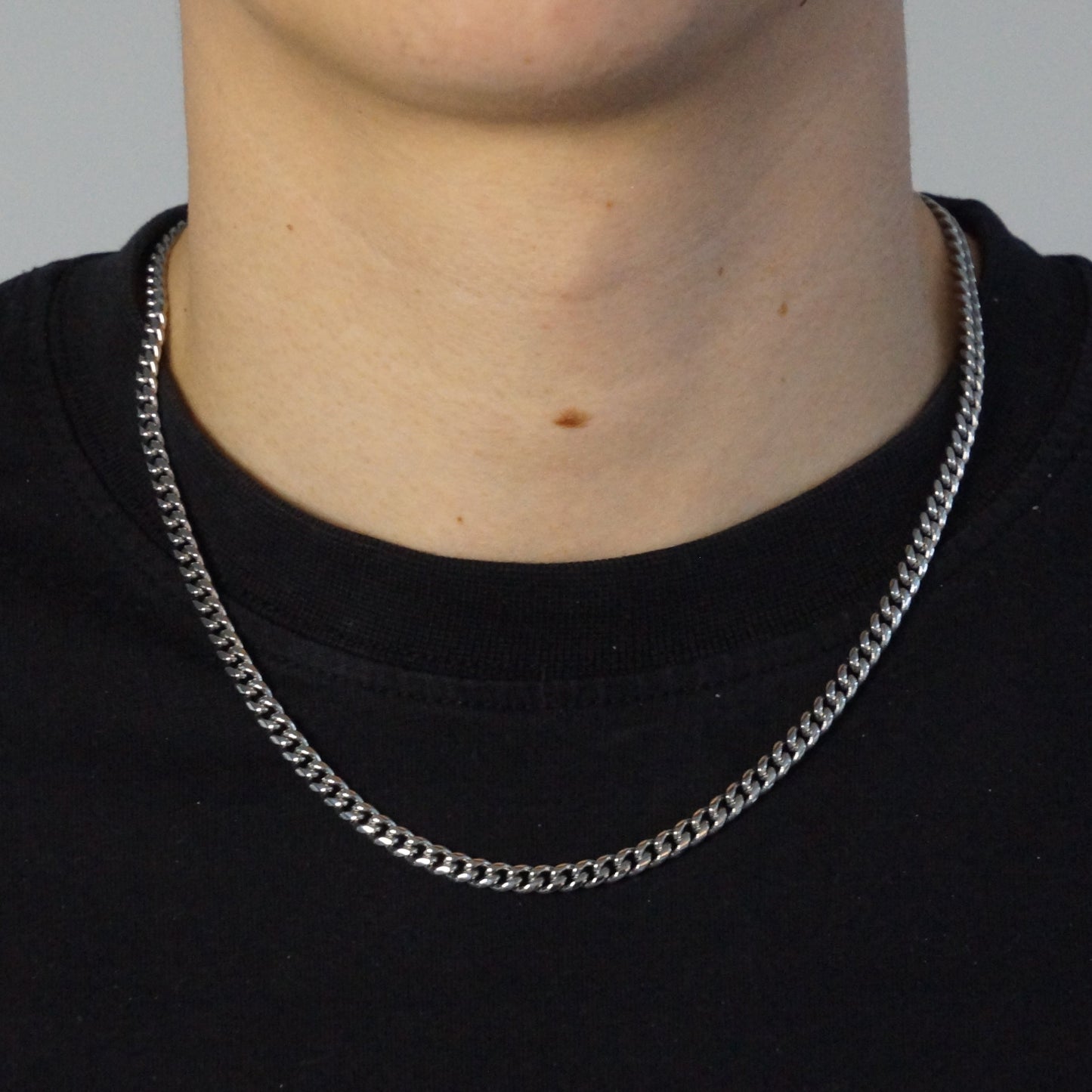 CLEAN CUBAN KETTING 5MM - WITGOUD