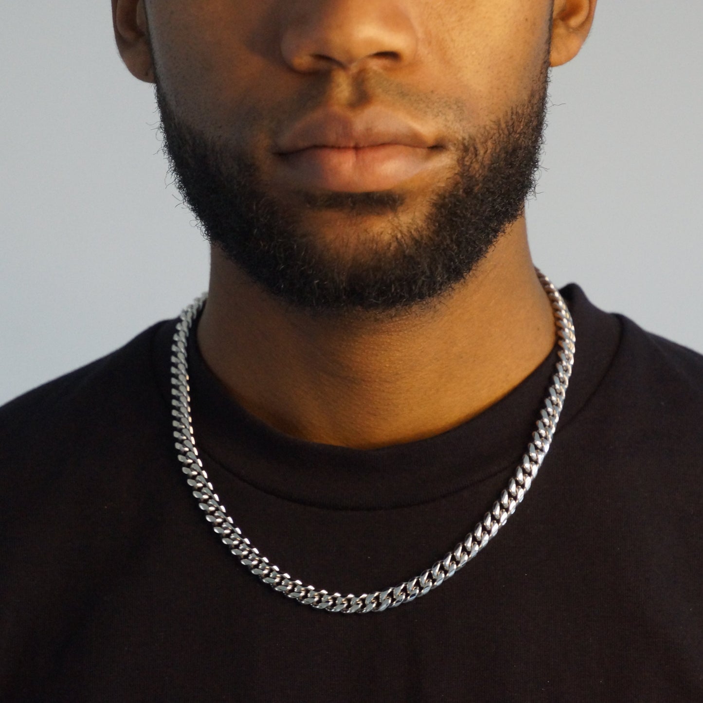 CLEAN CUBAN KETTING 8MM - WITGOUD