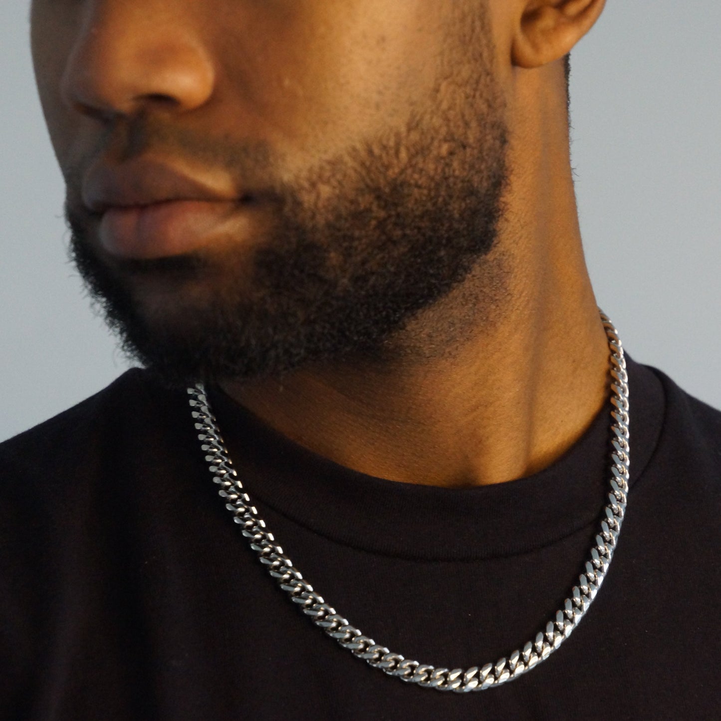 CLEAN CUBAN KETTING 8MM - WITGOUD