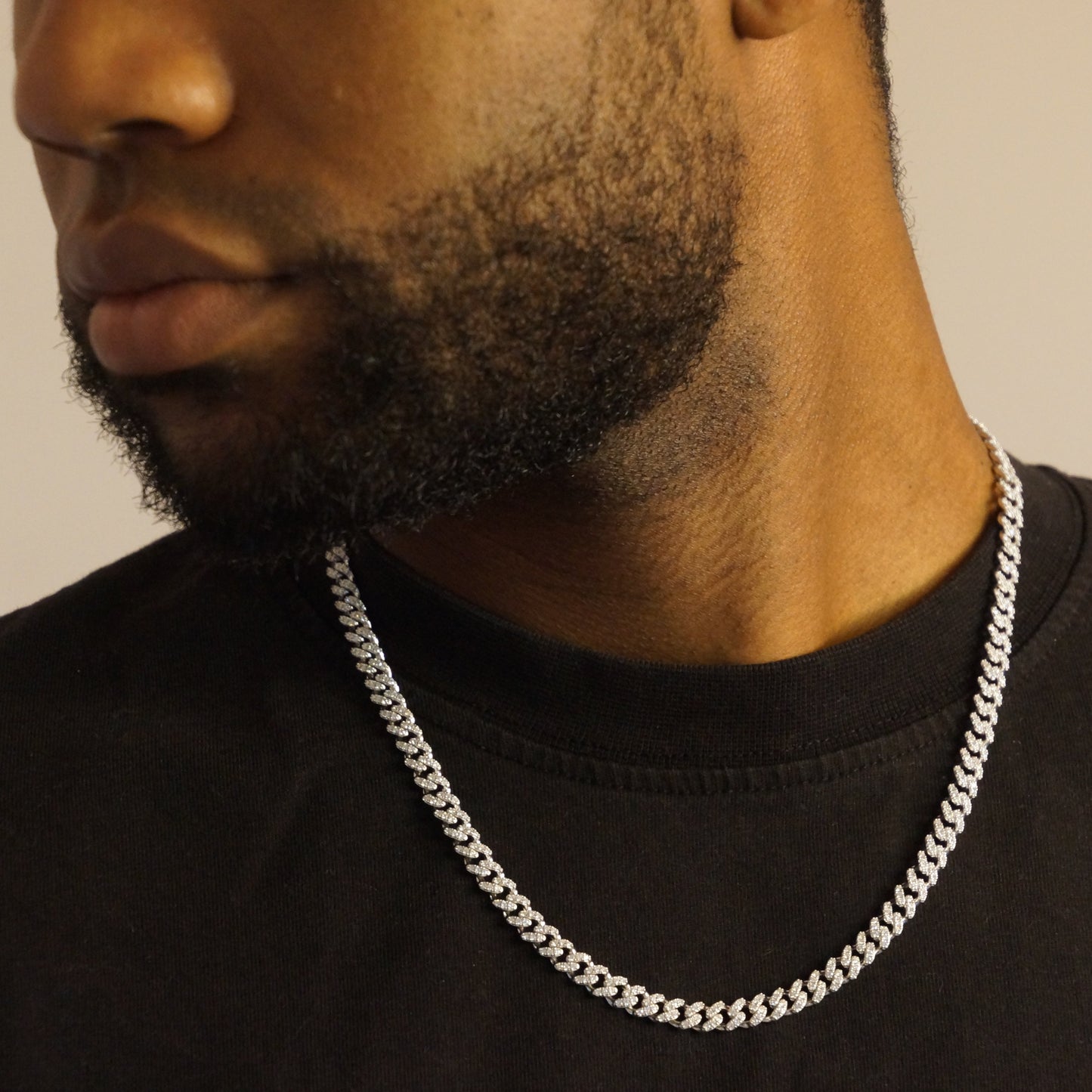 MOISSANITE ICED CUBAN KETTING 6MM - WITGOUD