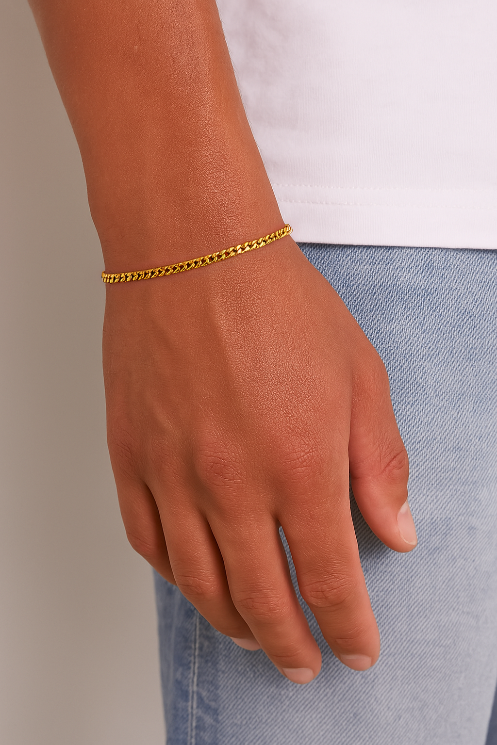 Cuban armband 3mm 18K Goud