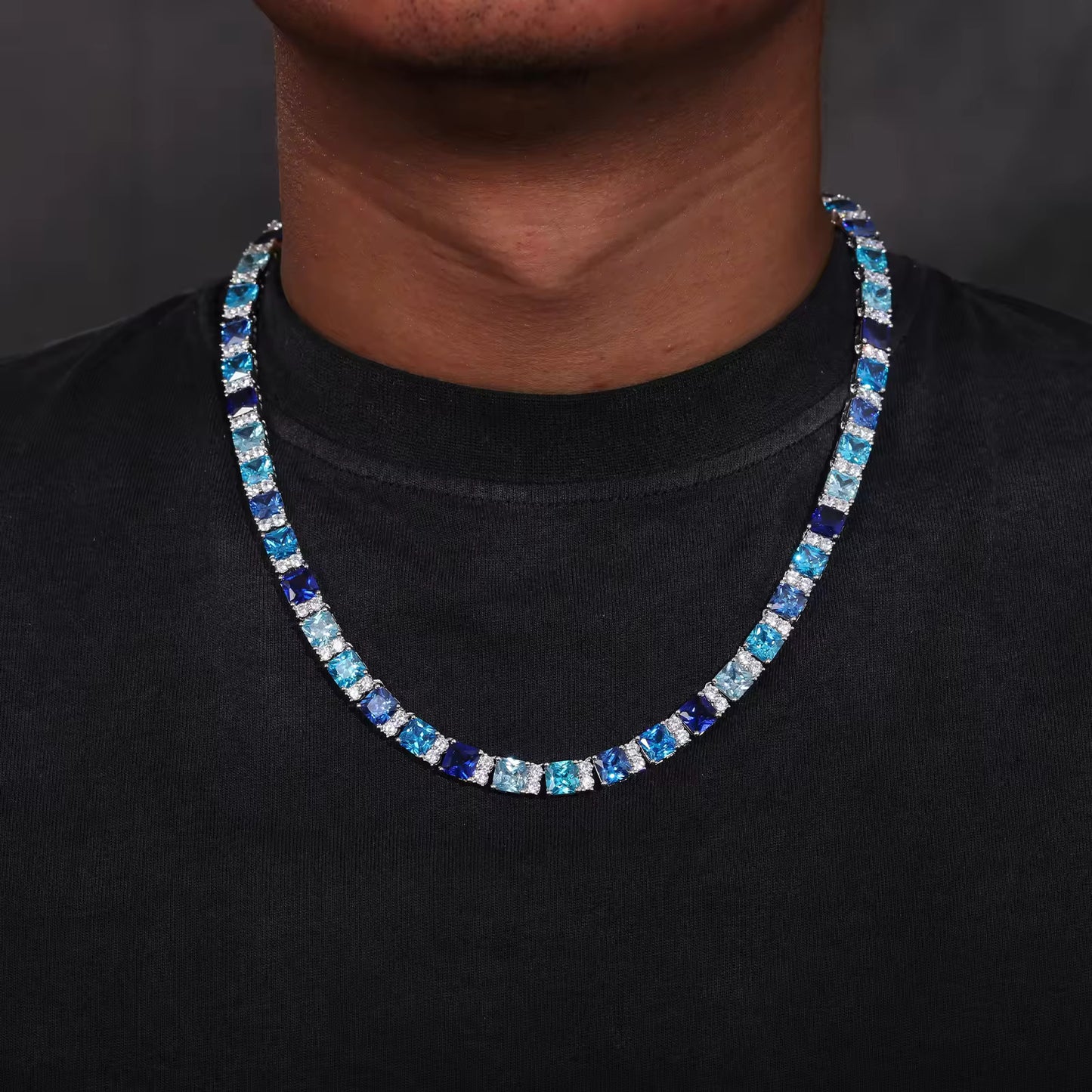 MOISSANITE BLUE DIAMOND KETTING - WITGOUD