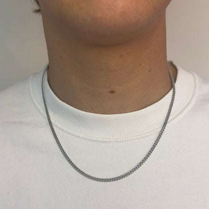 CLEAN CUBAN CHAIN 3MM - WHITE GOLD