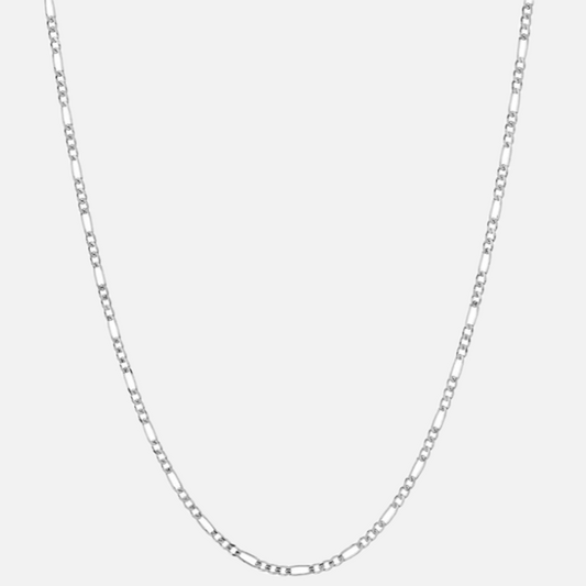 Figaro ketting 3mm witgoud / zilver - figaro chain 3mm whitegold / silver