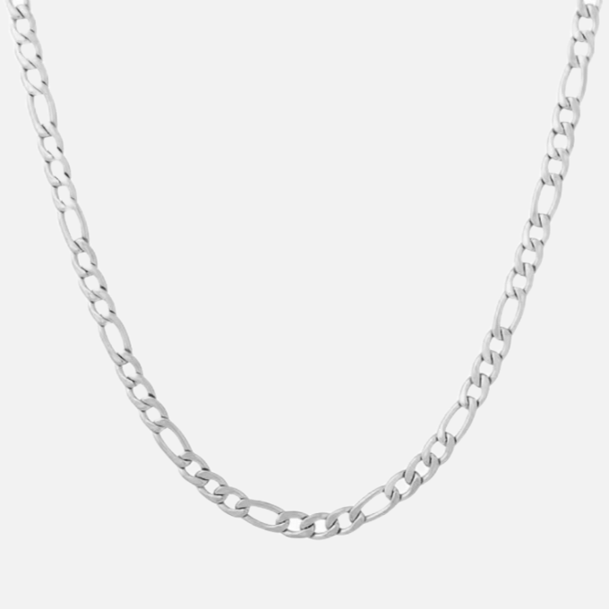 Figaro ketting 5mm witgoud / zilver - figaro chain 5mm whitegold / silver