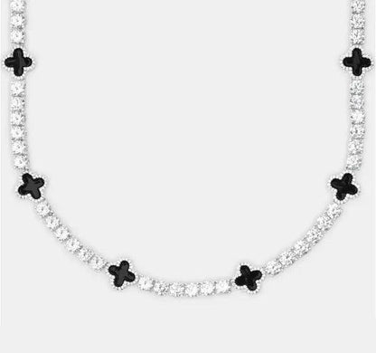 Moissanite black clover diamond chain / ketting whitegold / 925 silver