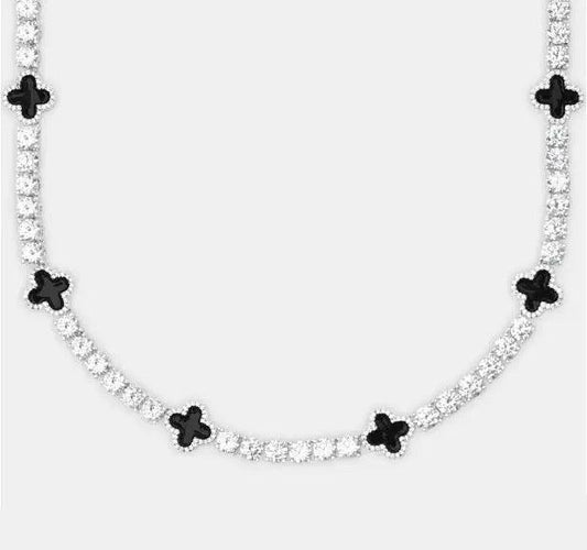 Moissanite black clover diamond chain / ketting whitegold / 925 silver