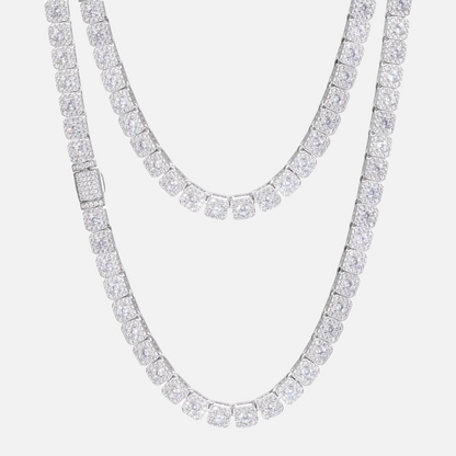 Moissanite square diamond ketting witgoud / zilver - chain whitegold / silver