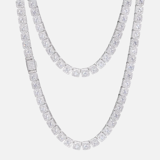 Moissanite square diamond ketting witgoud / zilver - chain whitegold / silver