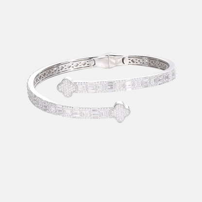 Moissanite diamond clover armband witgoud / zilver - bracelet whitegold / silver