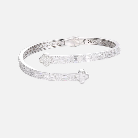 Moissanite diamond clover armband witgoud / zilver - bracelet whitegold / silver