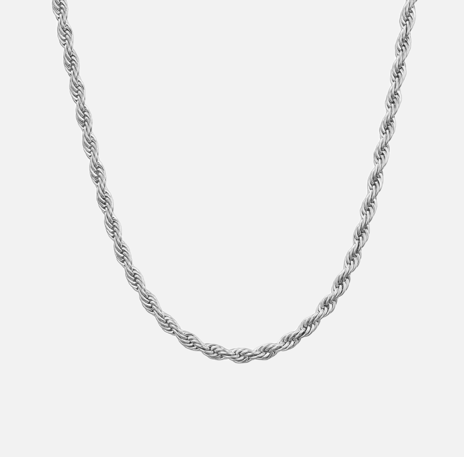 rope ketting zilver / witgoud 3mm - rope chain silver / whitegold 3mm