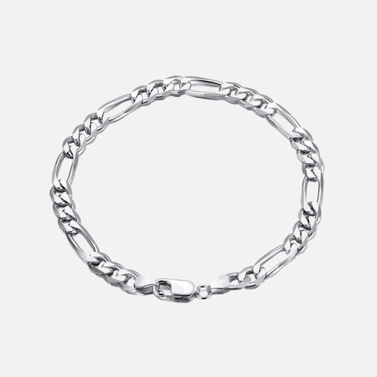 figaro armband zilver / witgoud 5mm - figaro bracelet silver / whitegold 5mm