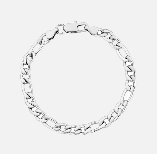 figaro armband zilver / witgoud 5mm - figaro bracelet silver / whitegold 5mm