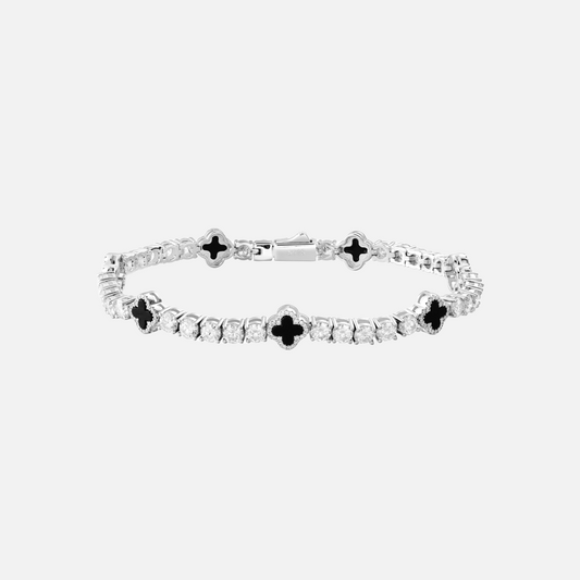 Moissanite black clover armband / bracelet whitegold / 925 silver