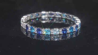 MOISSANITE BLUE DIAMOND BRACELET - WHITE GOLD